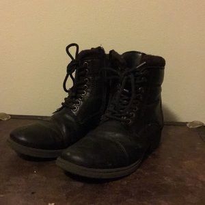 Black boots with brown lining